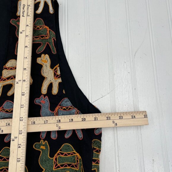 Soho Compagnie Vintage 80s 90s Embroidered Camel Vest Medium Made In India - Picture 4 of 6